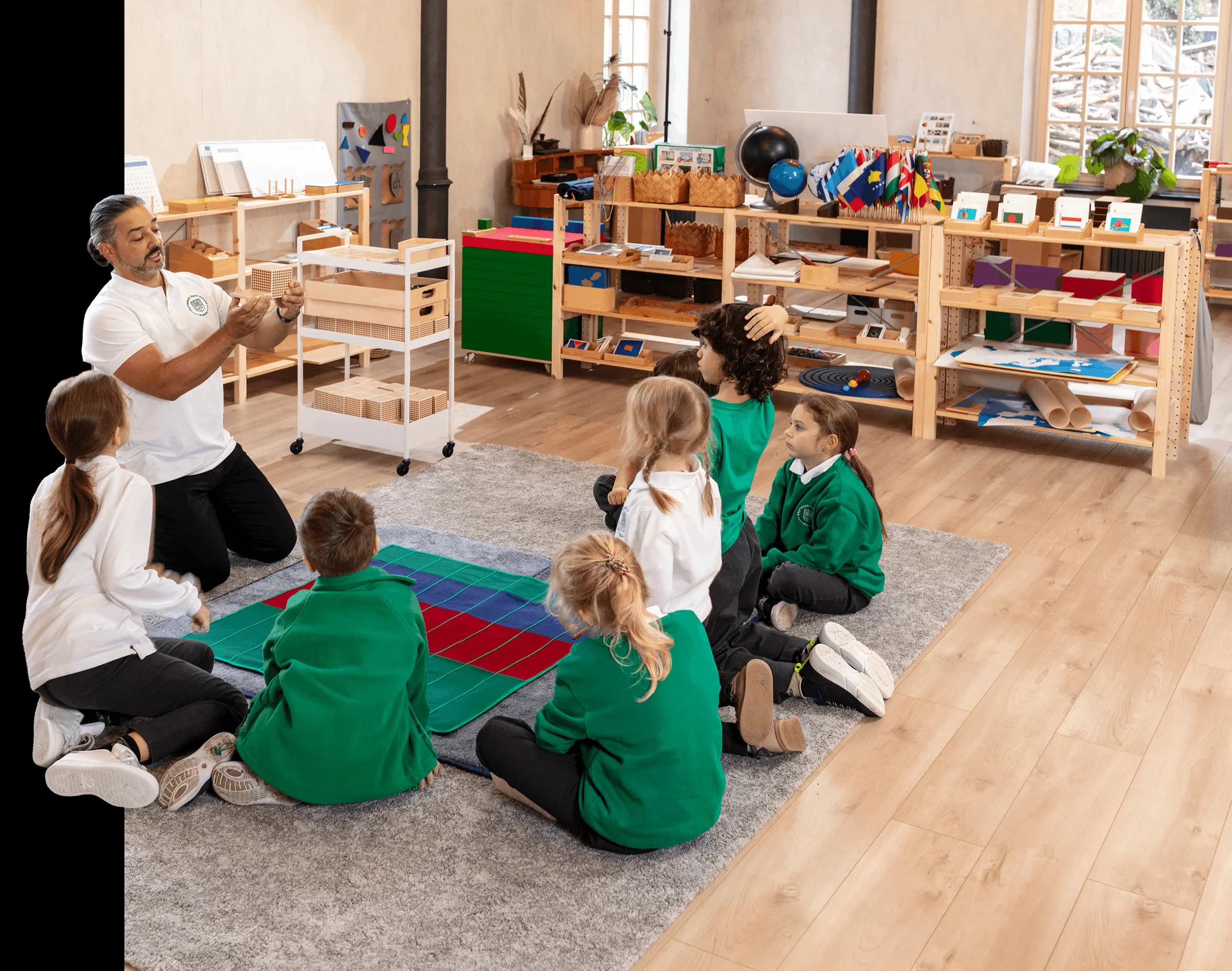 Kids learning in Montessori classroom